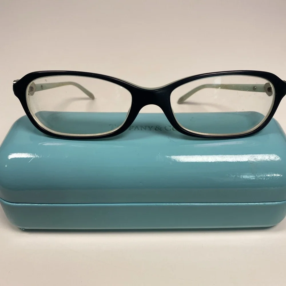 Tiffany & Co Eyeglass Frame TF2034 8055 Black + Tiffany Blue Italy  Case & Box